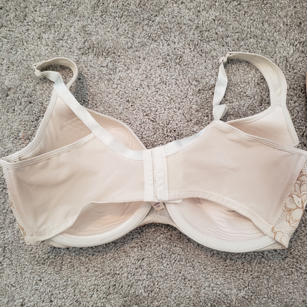 3- Tan Beige 40ddd Cacique Vanity Fair & Playtex Support Bras #474C Cotton - Picture 6 of 8